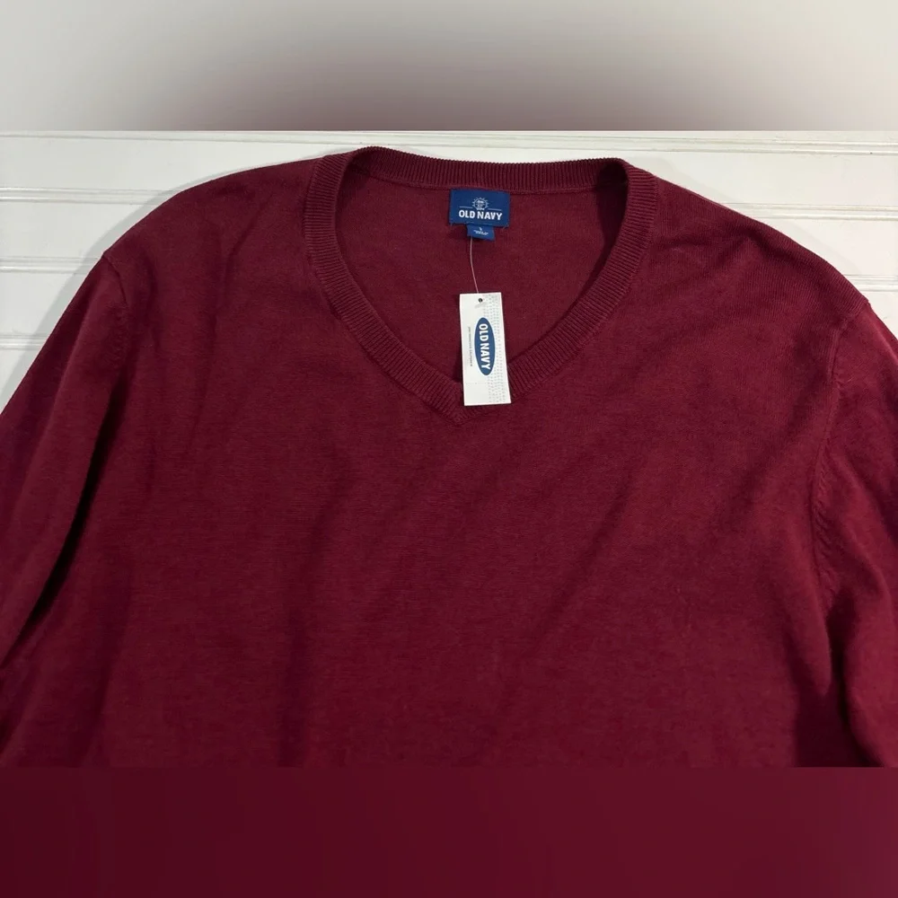 Old Navy Burgundy V Neck Sweater Lightweight Men’s Size Large Cotton New W Tags